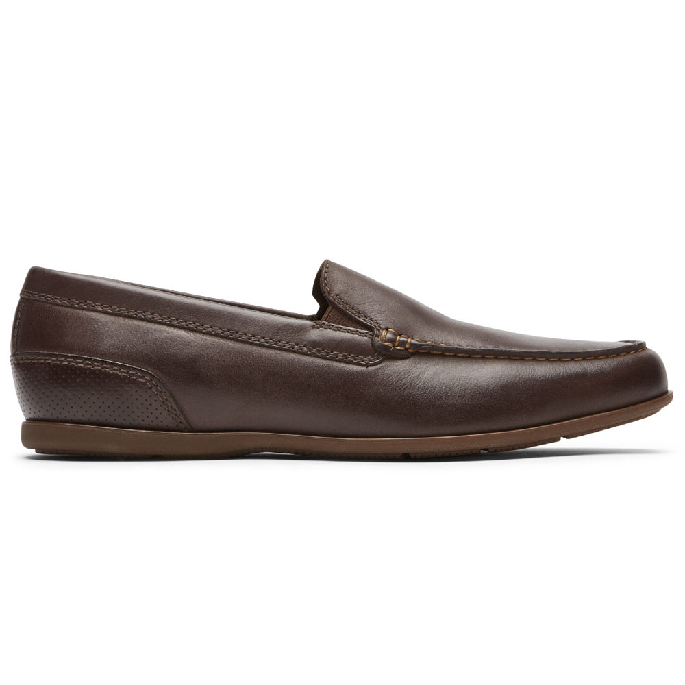 Rockport Singapore Mens Slip-On - Malcom Venetian Dark Brown - QS6123487